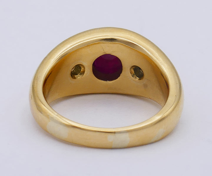 Vintage Gypsy Ring 14k Gold Ruby Diamond Estate Jewelry