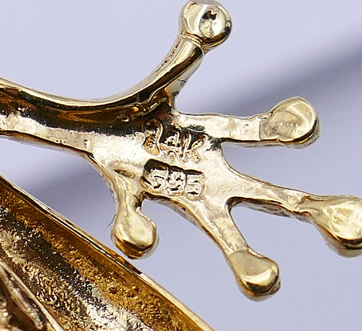 Vintage Frog Pin 14k Gold Diamond Pendant Estate Jewelry