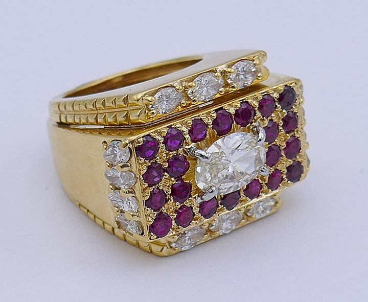 Vintage David Webb Ring 18k Gold Diamond Ruby Estate Jewelry