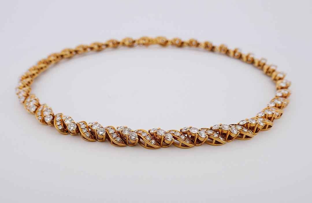 Vintage Chaumet Necklace 18k Gold Diamond Choker Collar