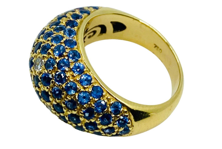 Poiray Gold Sapphire Diamond Dome Ring