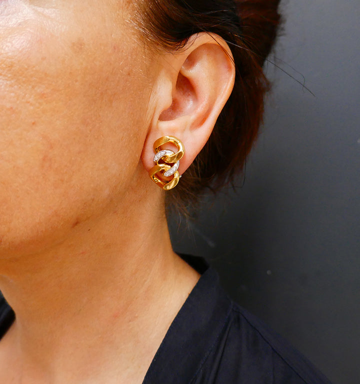 Vintage Pomellato Earrings 18k Gold Diamond Estate Jewelry