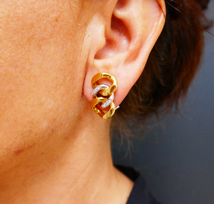 Vintage Pomellato Earrings 18k Gold Diamond Estate Jewelry
