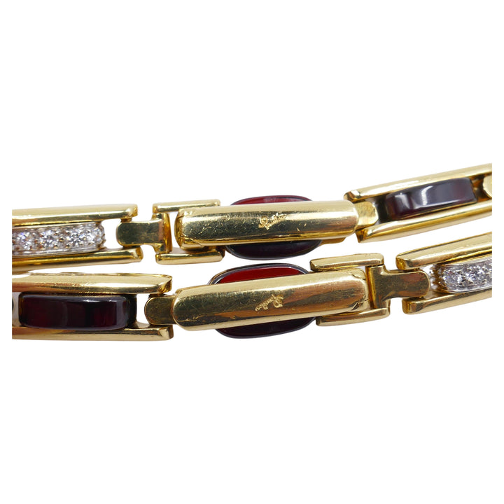 Pomellato Garnet Diamond 18k Gold Necklace / Bracelet Duo