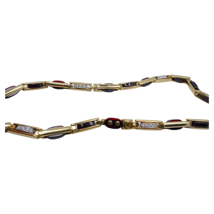 Pomellato Garnet Diamond 18k Gold Necklace / Bracelet Duo