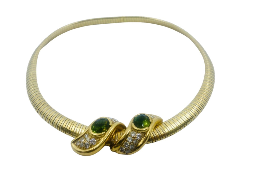Rene Boivin Tubogas Vintage Necklace Two-Tone Gold Peridot Diamond