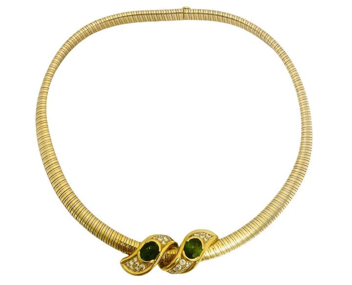 Rene Boivin Tubogas Vintage Necklace Two-Tone Gold Peridot Diamond