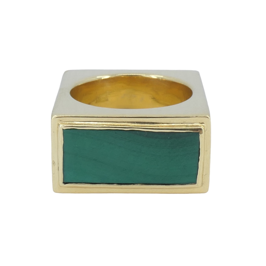 Tiffany & Co. Malachite Lapis Lazuli Gold Square Ring