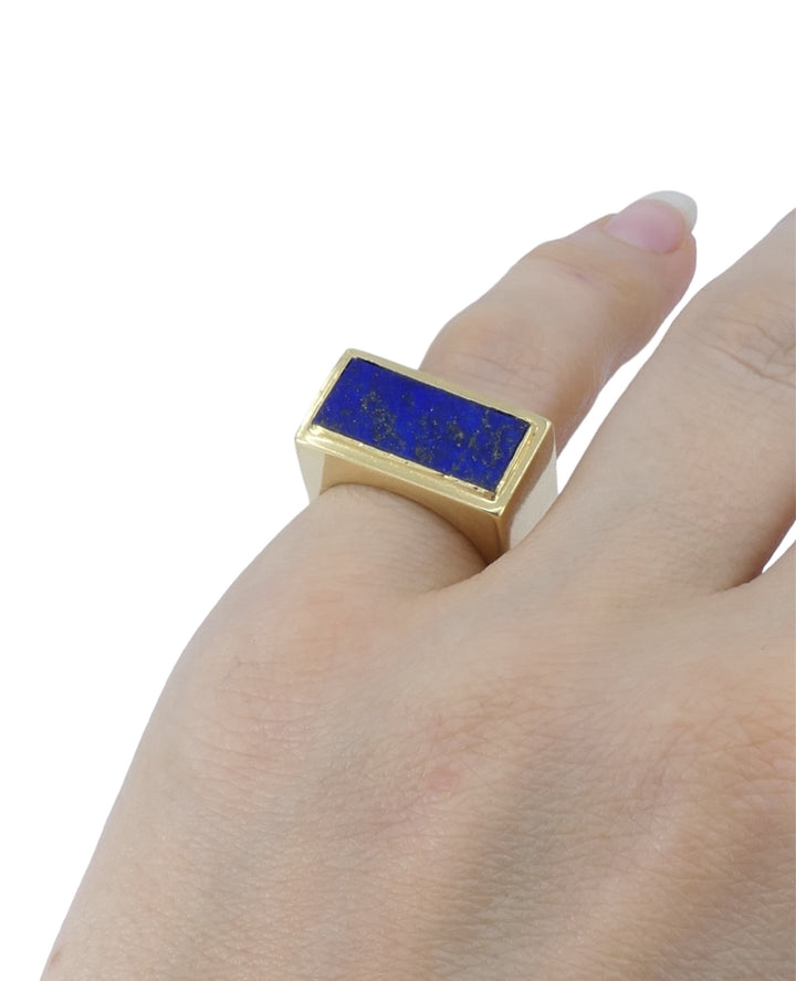 Tiffany & Co. Malachite Lapis Lazuli Gold Square Ring