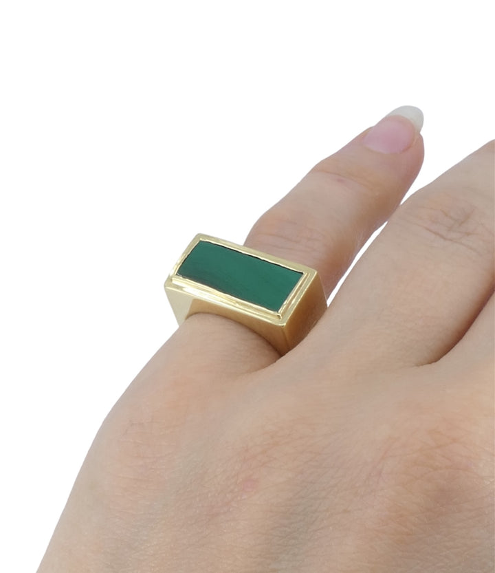 Tiffany & Co. Malachite Lapis Lazuli Gold Square Ring