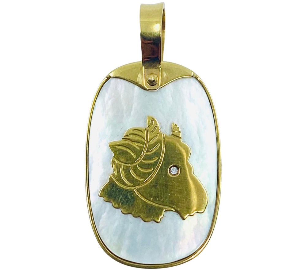 Taurus Charm Mother of Pearl Gold Zodiac Pendant