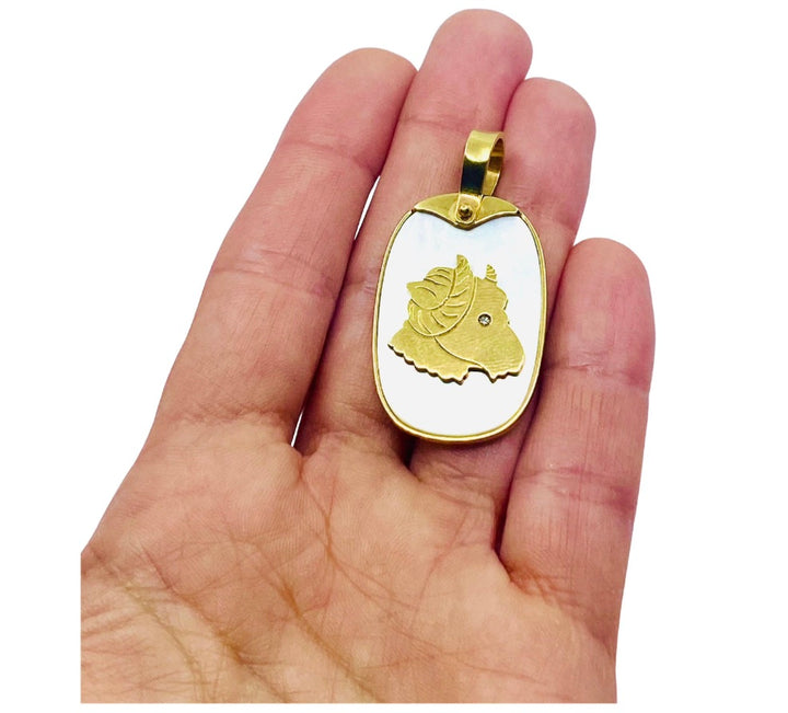 Taurus Charm Mother of Pearl Gold Zodiac Pendant