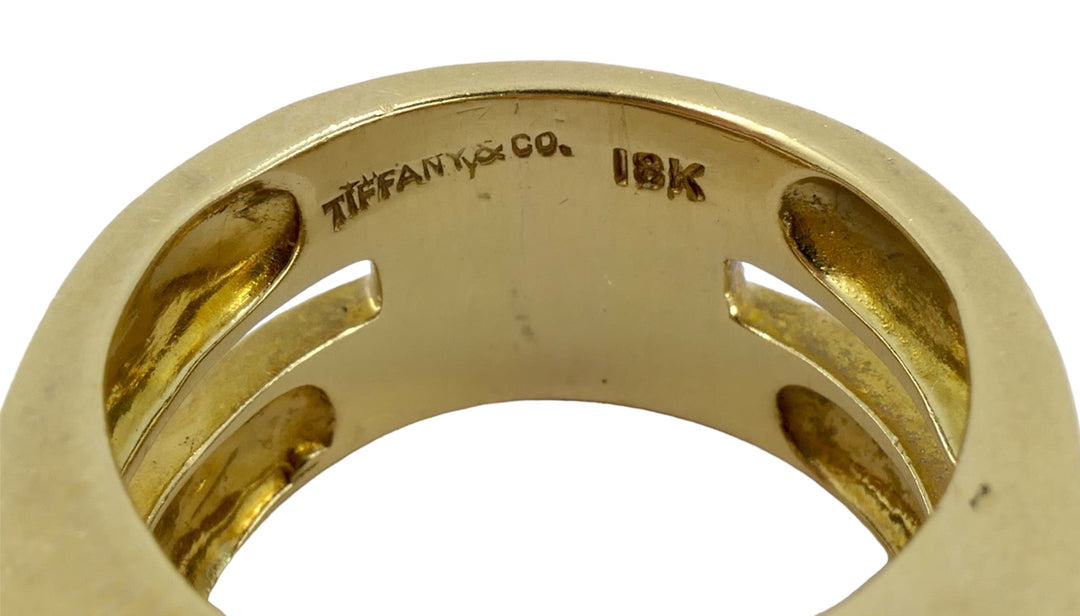 Vintage Tiffany & Co. 18k Gold Diamond Tank Ring sz 7.5