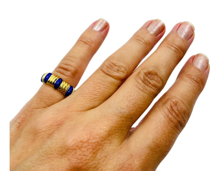 Tiffany & Co. Blue Enamel Gold Band Ring