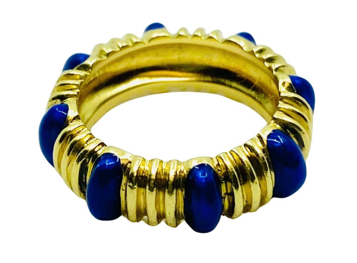 Tiffany & Co. Blue Enamel Gold Band Ring