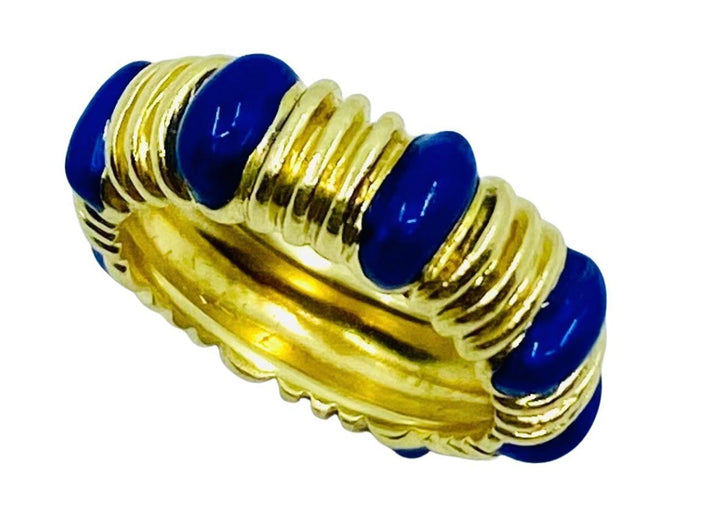 Tiffany & Co. Blue Enamel Gold Band Ring