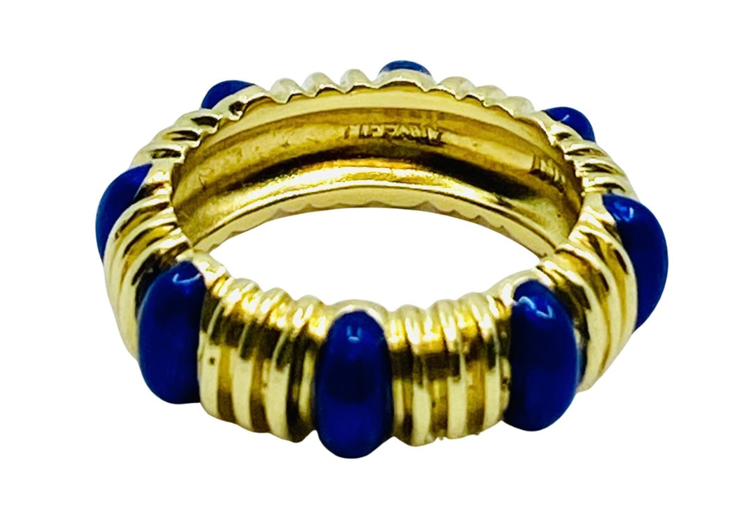 Tiffany & Co. Blue Enamel Gold Band Ring