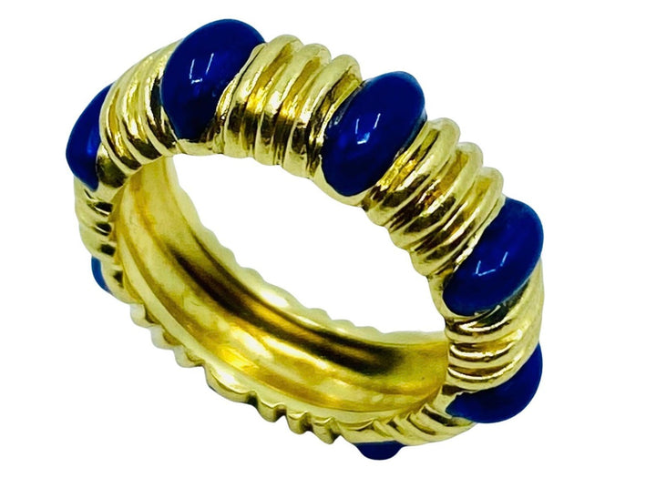 Tiffany & Co. Blue Enamel Gold Band Ring