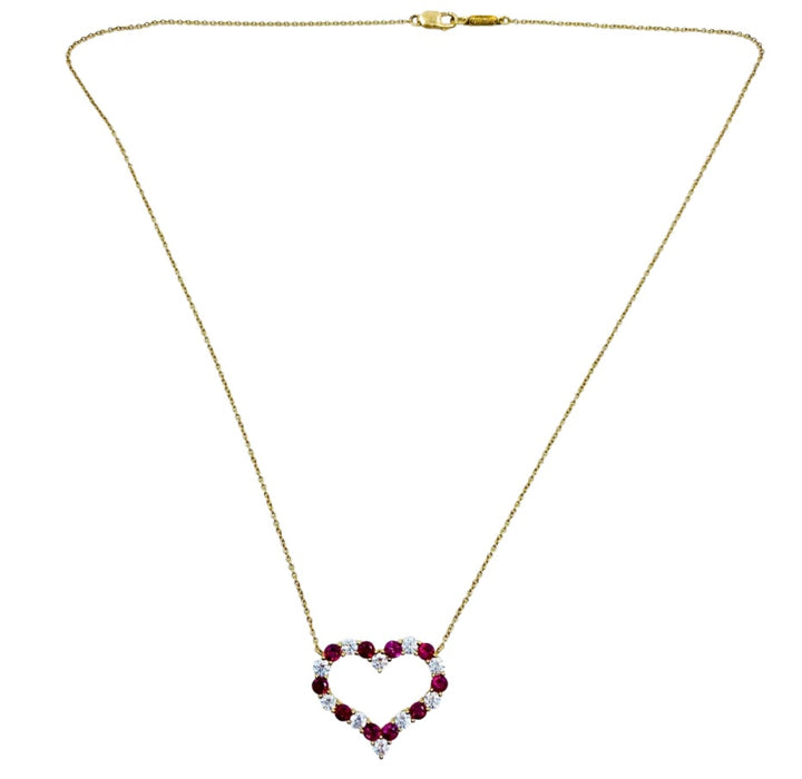 Tiffany & Co. Heart Pendant 18k Gold Diamond Ruby