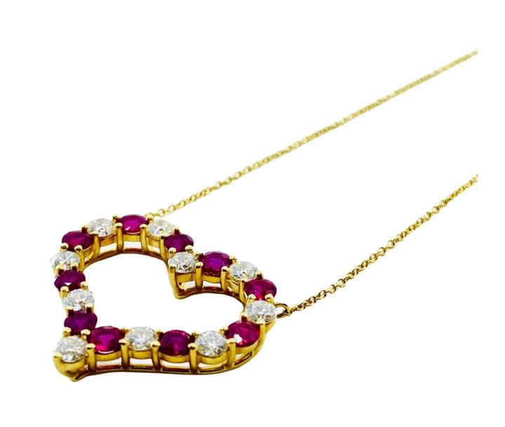 Tiffany & Co. Heart Pendant 18k Gold Diamond Ruby