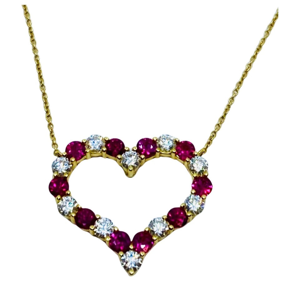 Tiffany & Co. Heart Pendant 18k Gold Diamond Ruby