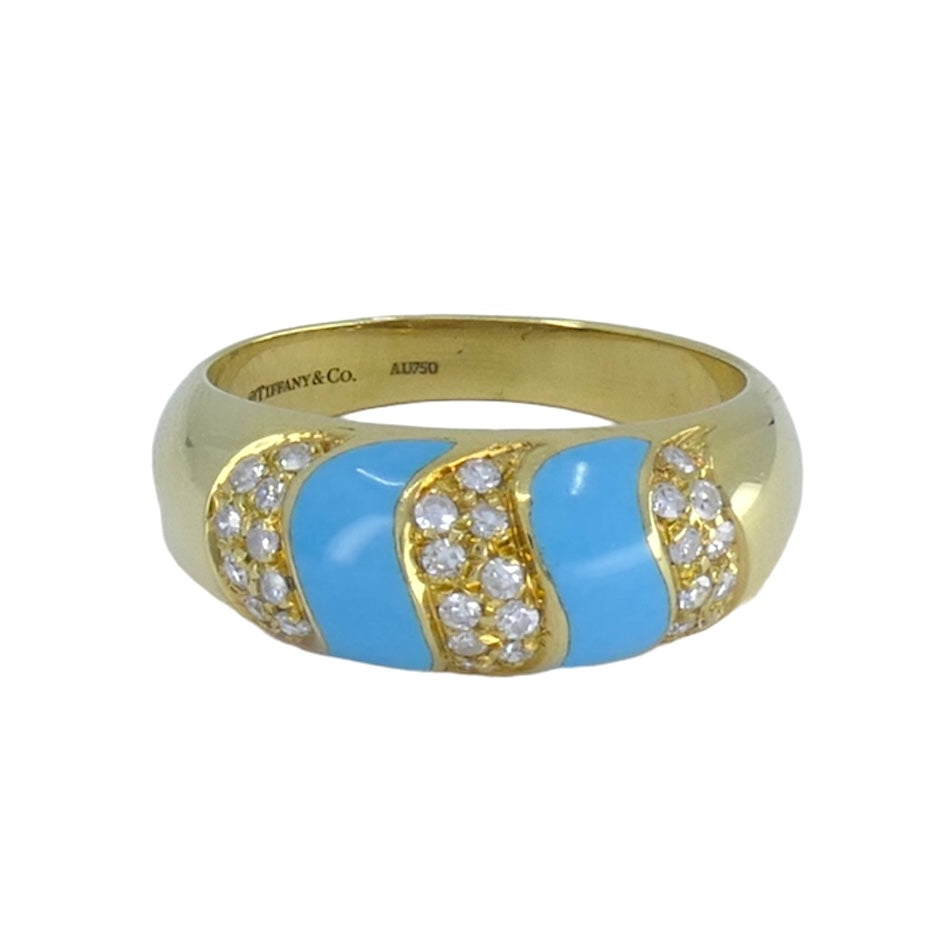 Tiffany & Co. 18k Gold Turquoise Diamond Ring