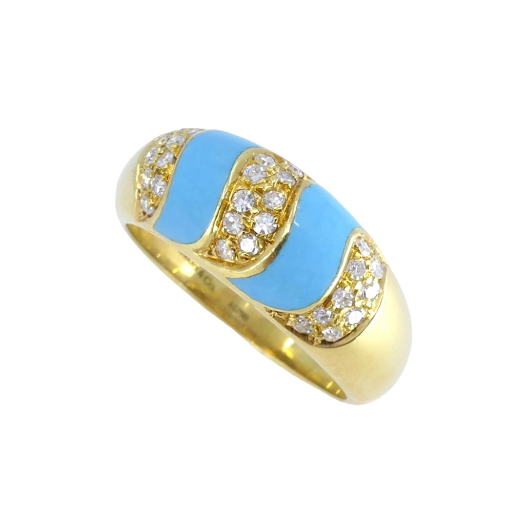 Tiffany 18k Gold Turquoise Diamond Ring – Nadine Krakov