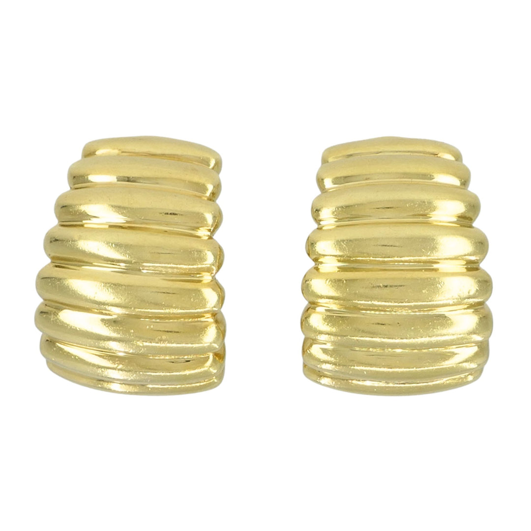 Vintage Tiffany & Co. 18k Yellow Gold Ribbed Huggie Earrings
