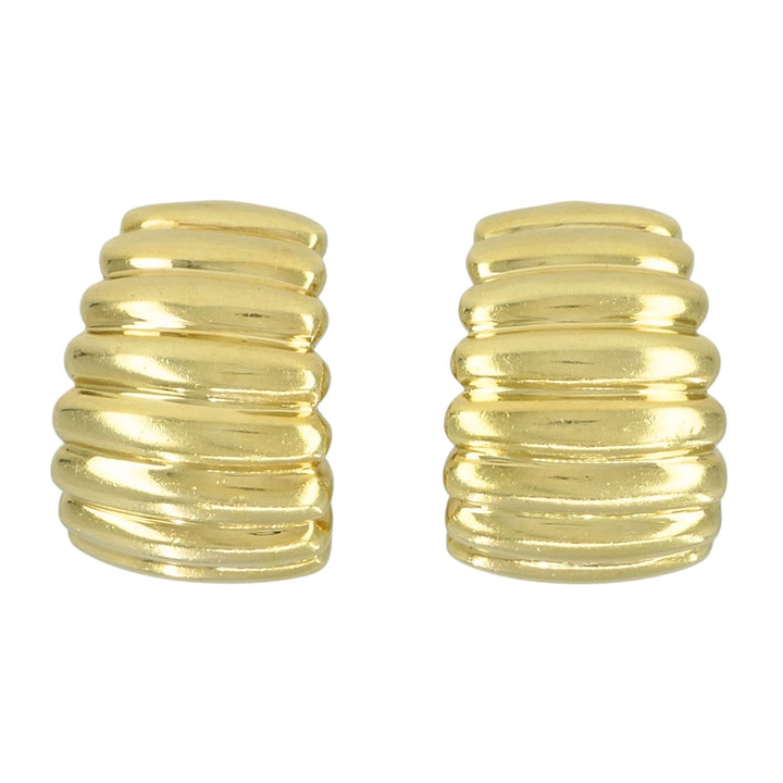 Vintage Tiffany & Co. 18k Yellow Gold Ribbed Huggie Earrings