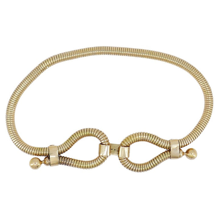 Tubogas 18k Gold Diamond Necklace Retro French Vintage