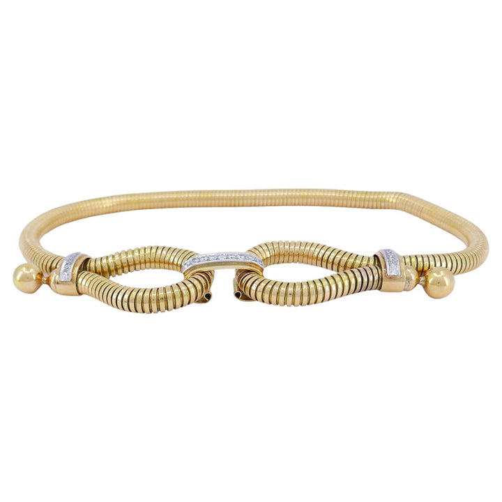Tubogas 18k Gold Diamond Necklace Retro French Vintage