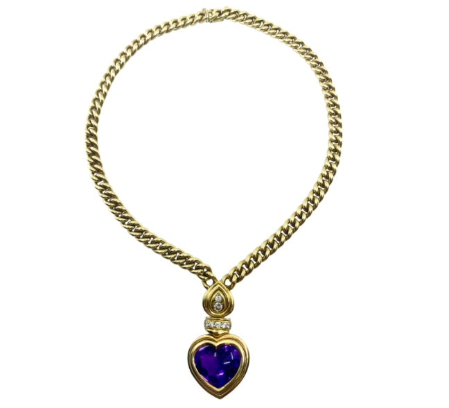 Andre Vassort Heart Amethyst Necklace