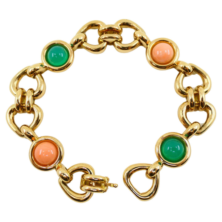 Van Cleef & Arpels Coral Chrysoprase Gold Heart Bracelet