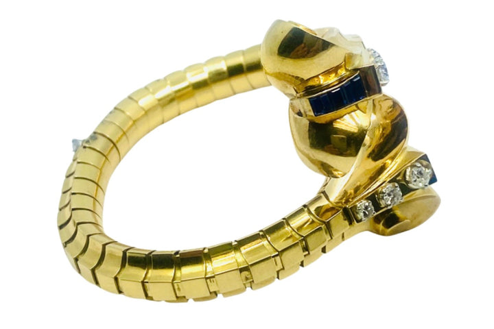 Van Cleef & Arpels Diamond Sapphire Gold Snake Bracelet