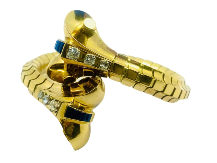 Van Cleef & Arpels Diamond Sapphire Gold Snake Bracelet