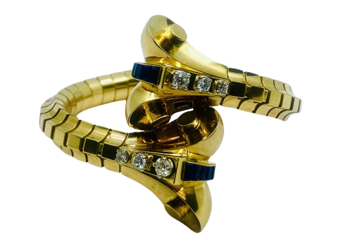 Van Cleef & Arpels Diamond Sapphire Gold Snake Bracelet