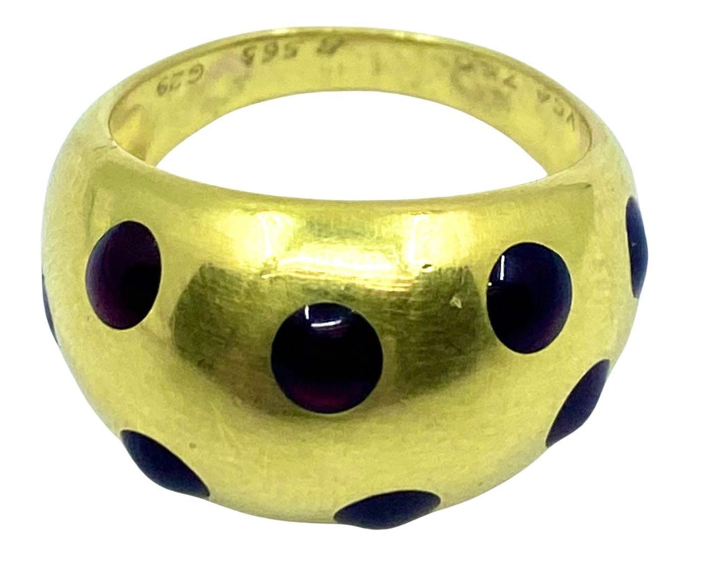 Van Cleef & Arpels Enamel Polka Dot Gold Dome Ring