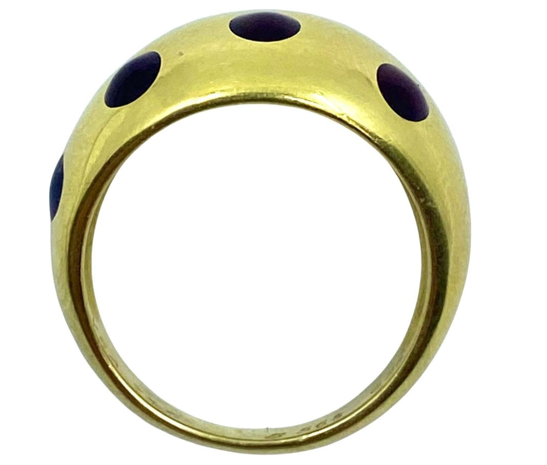 Van Cleef & Arpels Enamel Polka Dot Gold Dome Ring