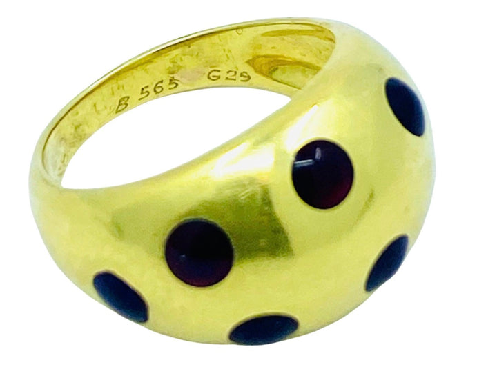 Van Cleef & Arpels Enamel Polka Dot Gold Dome Ring