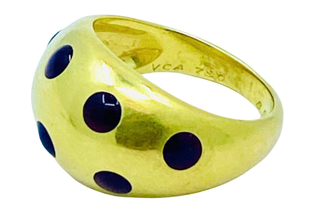 Van Cleef & Arpels Enamel Polka Dot Gold Dome Ring