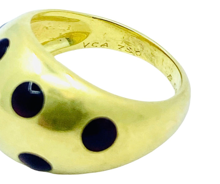 Van Cleef & Arpels Enamel Polka Dot Gold Dome Ring