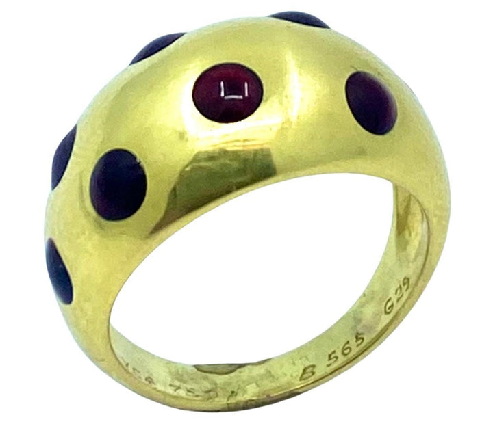 Van Cleef & Arpels Enamel Polka Dot Gold Dome Ring