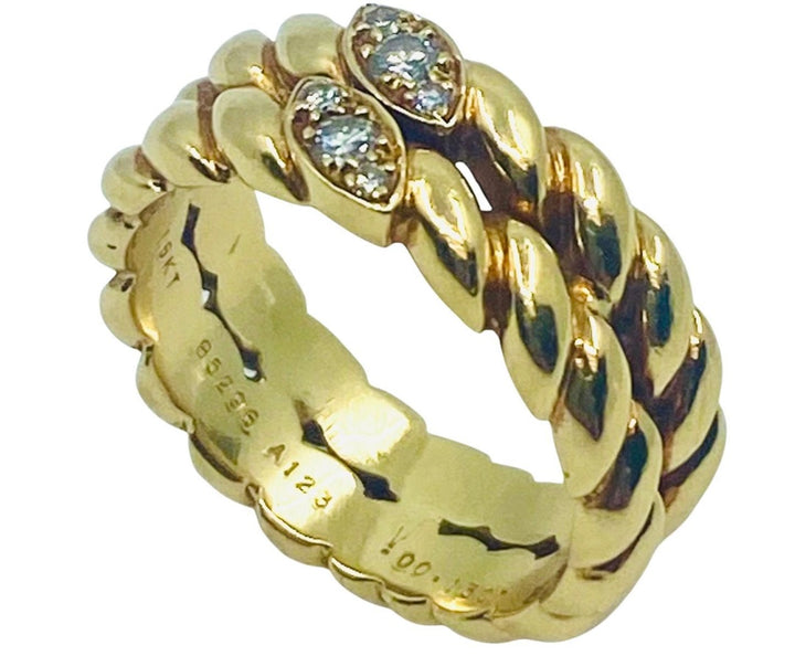 Van Cleef & Arpels Gold Braided Diamond Ring