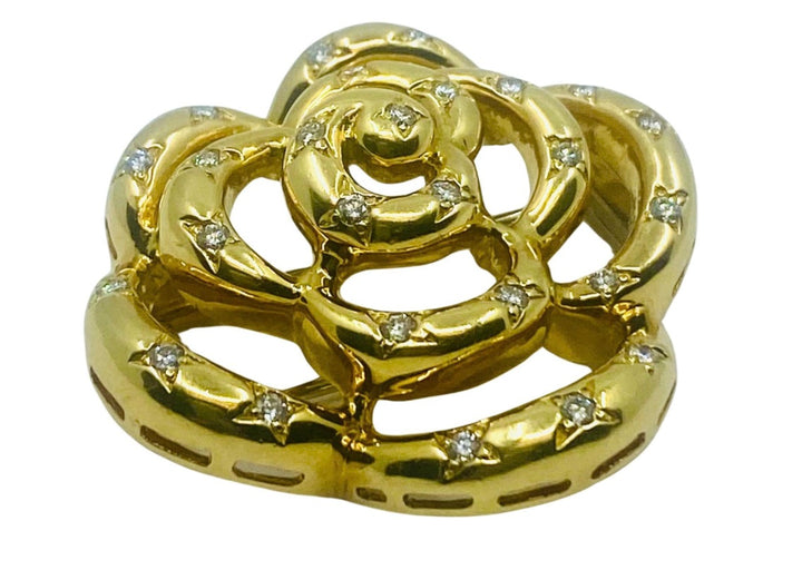 Van Cleef & Arpels Gold Diamond Camellia Brooch