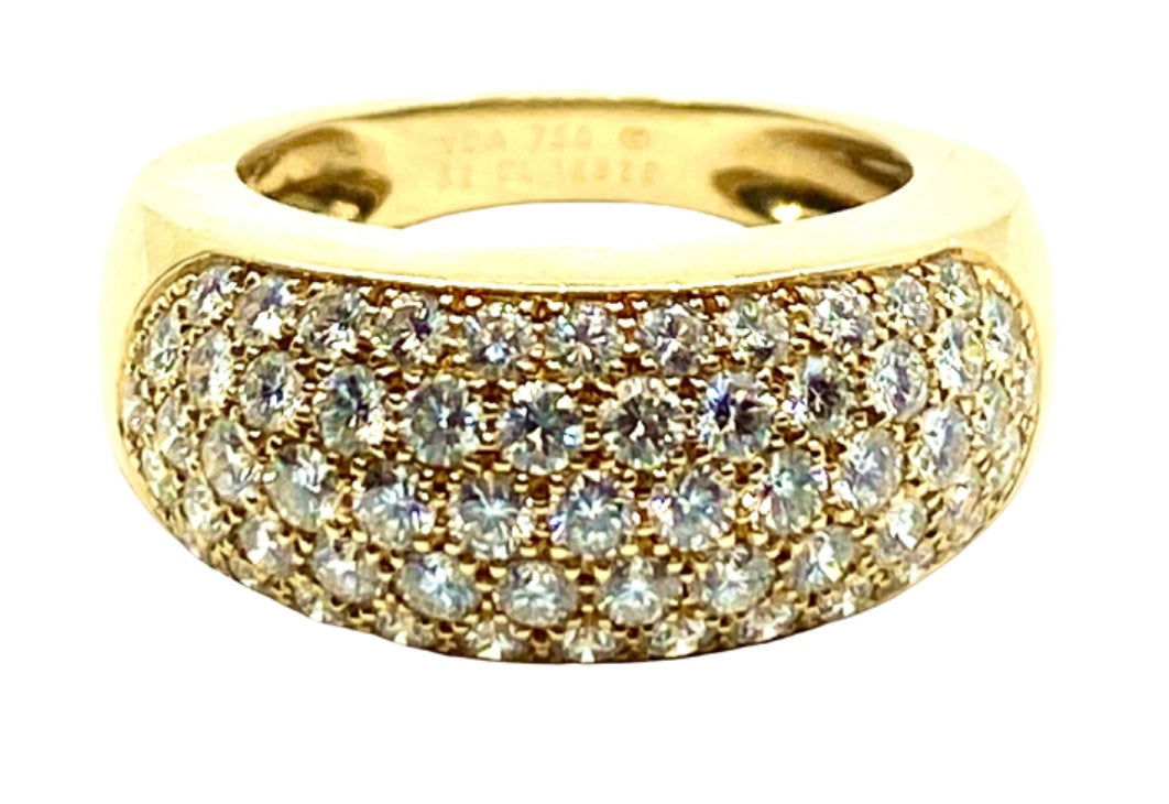 Van Cleef & Arpels Pave Diamond Gold Dome Ring