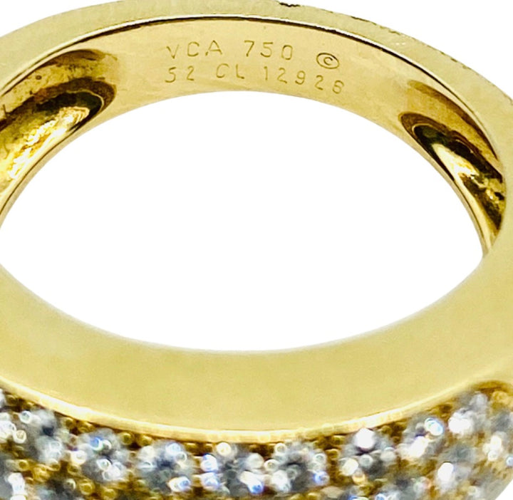 Van Cleef & Arpels Pave Diamond Gold Dome Ring