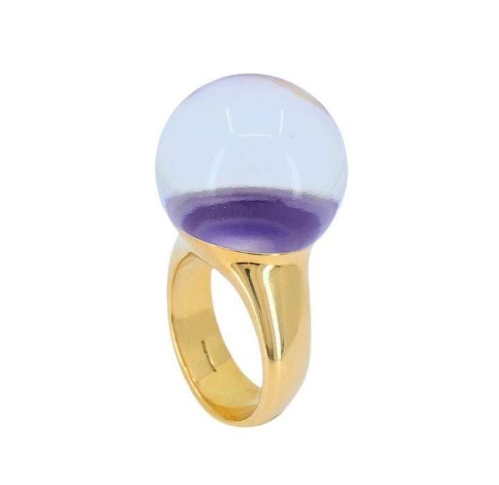 Vhernier Re Sole Gold Ring Purple Sugilite Rock Crystal Estate Jewelry Italy