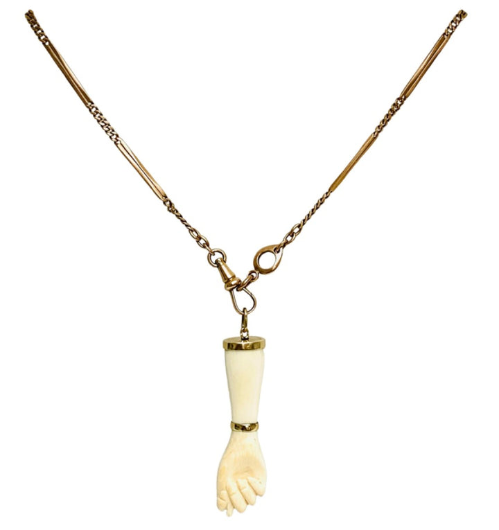 Victorian 10k Gold Chain Figa Pendant Necklace