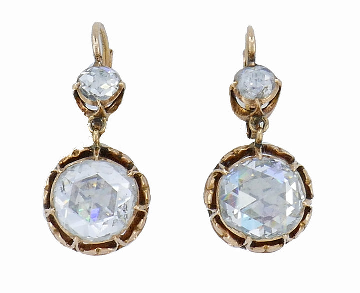 Antique Victorian Earrings 14k Gold Diamond Estate Jewelry