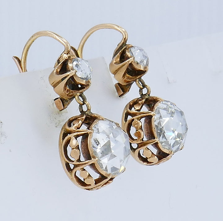 Antique Victorian Earrings 14k Gold Diamond Estate Jewelry